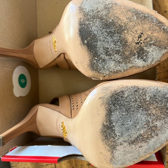 Prada Brown Leather Perforated Open Toe Ankle Strap Booties - Picture 5 of 6